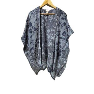 J.jill Pure Jill Floral Jacquard Ruana In Navy Blue Multi one size